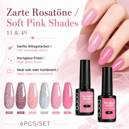 Preview: 6-Piece UV Gel Nail Polish Set Rose Glamour